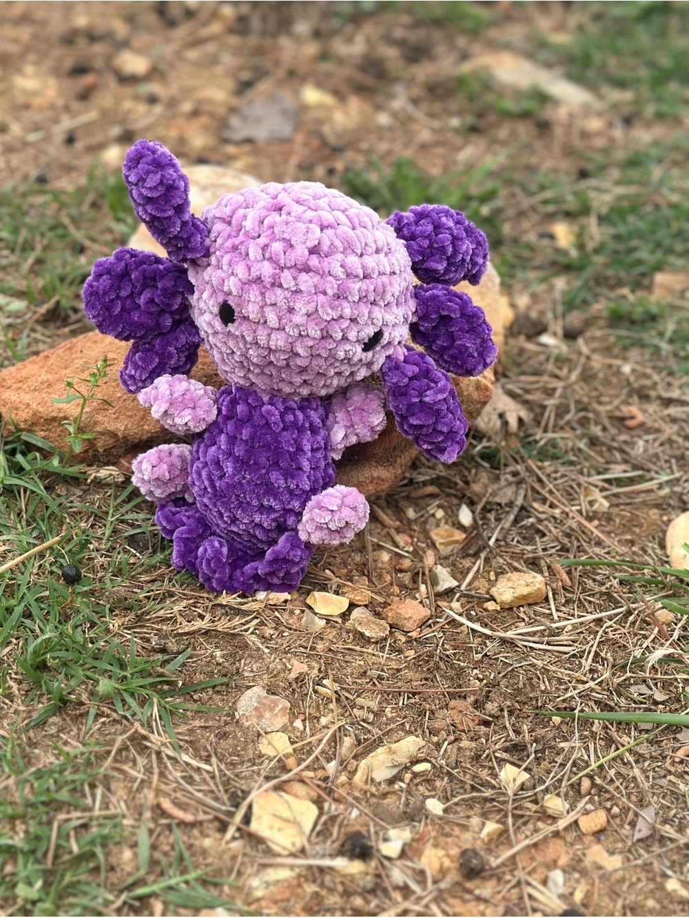 Handmade Plush Axolotl in Light and Deep Purple